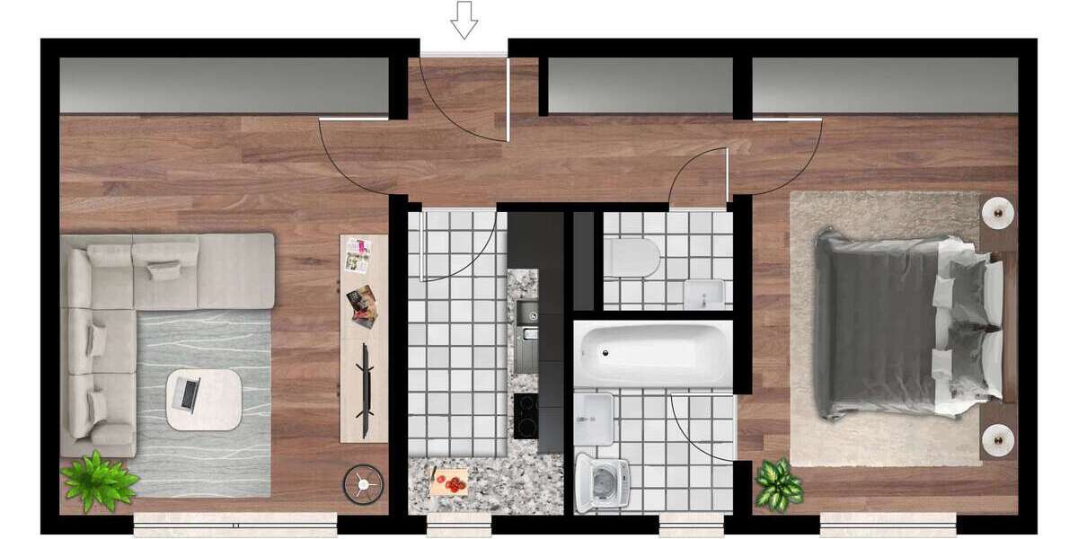 Etagenwohnung Gera Pforten - 2 Zimmer, 47 m&sup2;, 310&euro; | Angebot:27179676