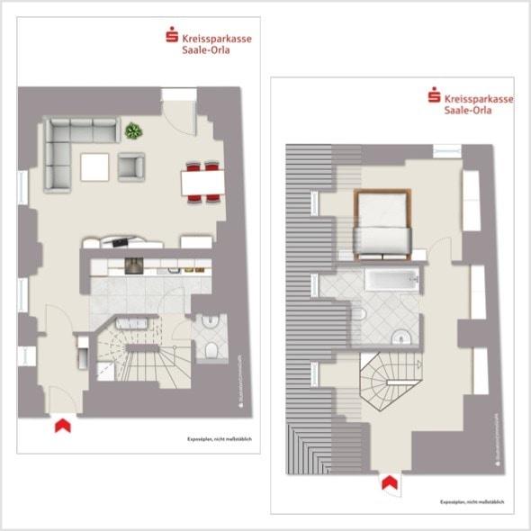 Maisonettenwohnung Neustadt an der Orla - 2 Zimmer, 76 m&sup2;, 417&euro; | Angebot:26552383